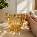 Jogo de Xícaras Itália Âmbar 200ml em Vidro Elegante para Café e Chá
