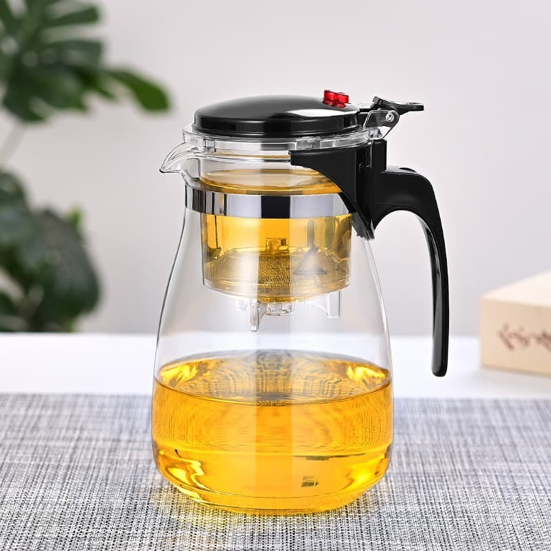 Chaleira Bule Jarra de Vidro 900ML Para Chá Com Infusor Reutilizável